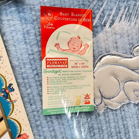 Vintage Lady Christina Baby Blanket Blue 36 x 48 Circus & Squirrel New in Box - Picture 3 of 7